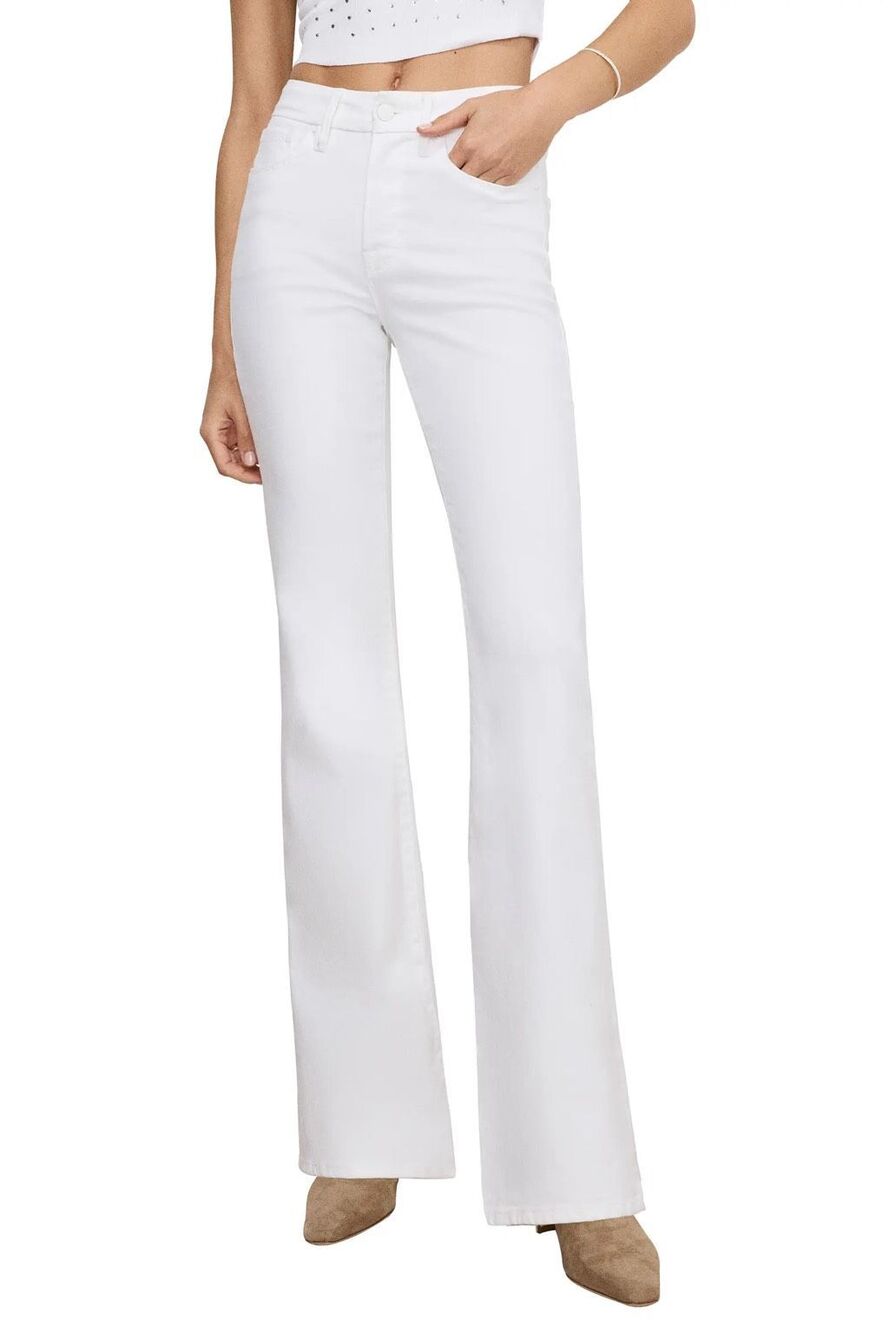 Good American Pull On Flare Jeans in White 2XL
